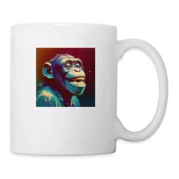 Farbiger Schimpanse / Affe, einzigartiges Design - Tasse - Weiß - Rechts