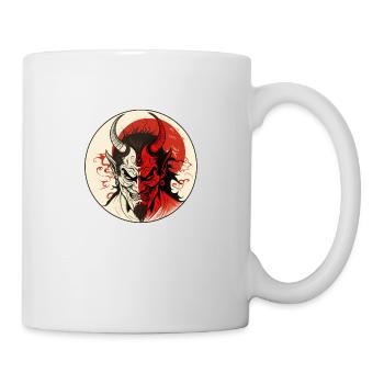 Démon japonais Oni, Hannya - dessin de style ukiyo-e - Mug blanc - blanc - Droite