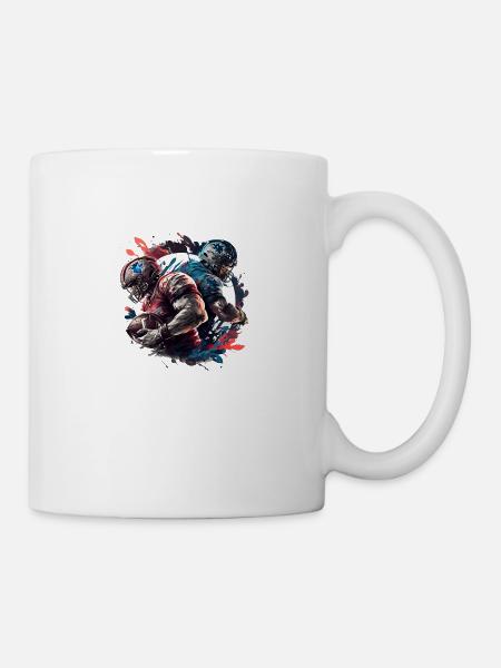 American Football - Spieler - Logo - Touchdown - Tasse - Weiß