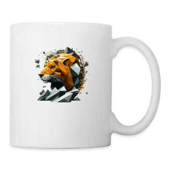 3D vector lion illustration in polygon look - Mug - white - Right
