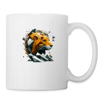 3D lion head or lion face in polygon style - Mug - white - Right