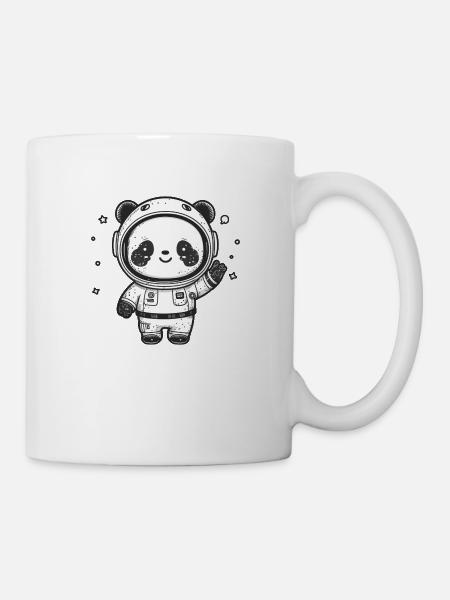 Kawaii Mignon Heureux astronaute Panda - Mug blanc - blanc