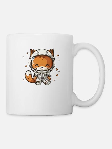 Kawaii mignon Happy Astronaut Fox - Mug blanc - blanc