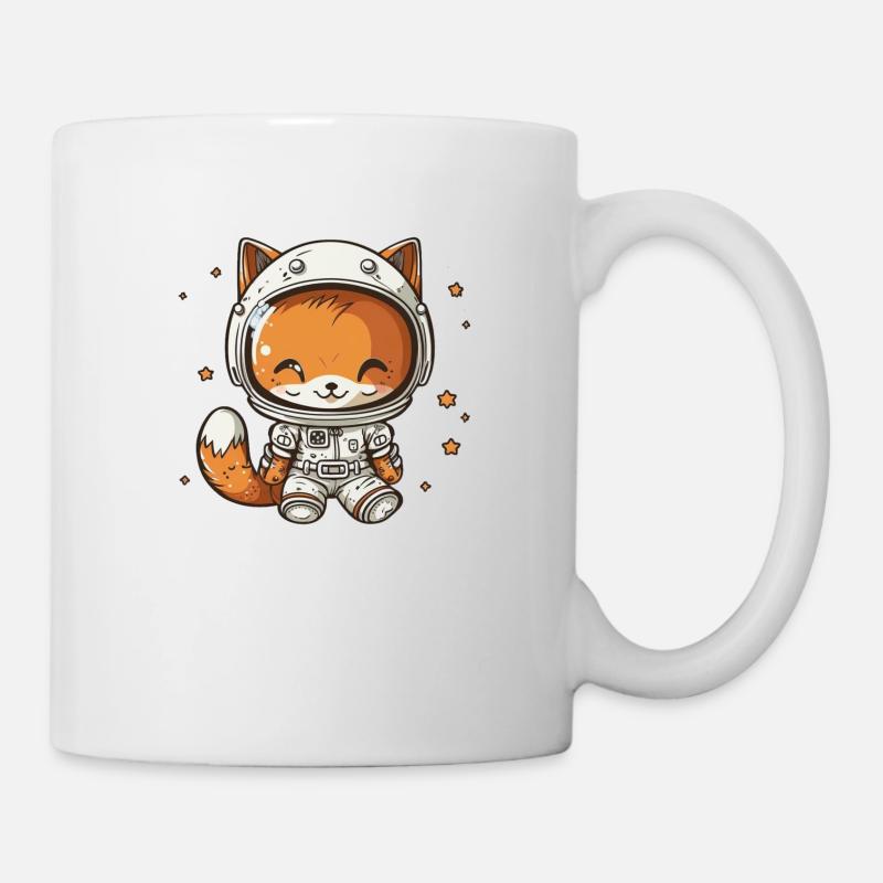 Kawaii mignon Happy Astronaut Fox - Mug blanc - blanc