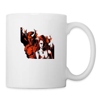 Der Teufel und die Hexe - Tasse - Weiß - Rechts