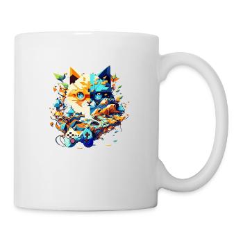 Chat en tant que joueur pour les jeux vidéo avec contrôleur - Mug blanc - blanc - Droite