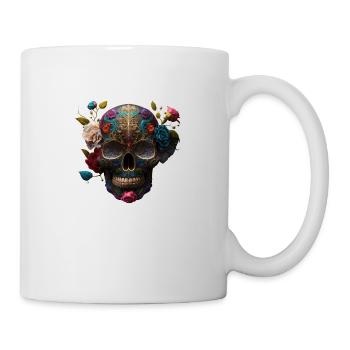 Blumenschädel, die Natur holt sich ihre Rechte zurück - Tasse - Weiß - Rechts