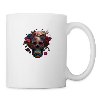 Blumenschädel, die Natur holt sich ihre Rechte zurück - Tasse - Weiß - Rechts