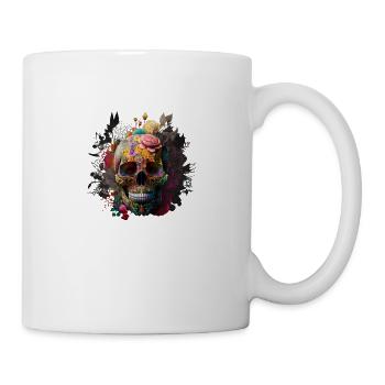 Blumiger Totenkopf, die Natur holt sich ihre Rechte zurück - Tasse - Weiß - Rechts