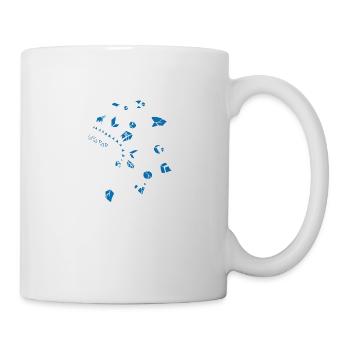 Totenkopf mit weißem und blauem indischen Kopfschmuck - Tasse - Weiß - Rechts