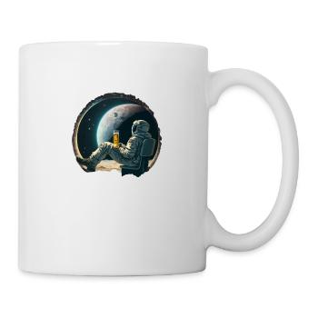 Astronaut relaxing with beer cool illustration - Mug - white - Right
