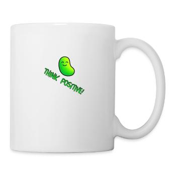 think positive mit lustiger grüner Bohne - Tasse - Weiß - Rechts