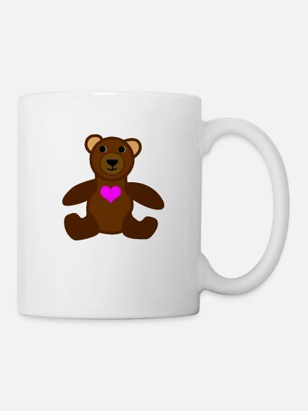 Bear with a pink heart - Mug - white