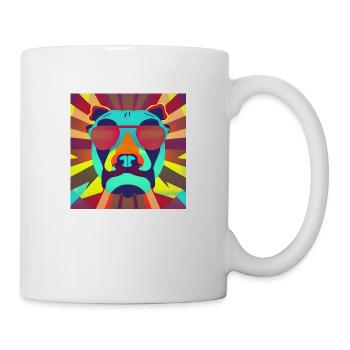 Bulldogge mit Sonnebrille - Tasse - Weiß - Rechts