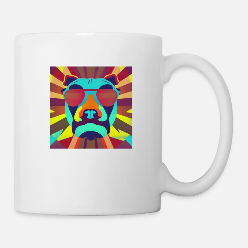 Bulldog avec lunettes de soleil - Mug blanc - blanc