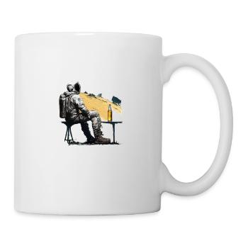Astronaut chillt mit Bier coole Illustration - Tasse - Weiß - Rechts