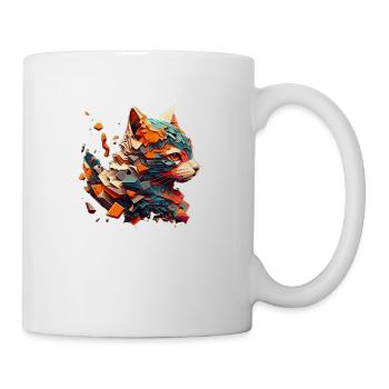 Colorful cat head with many colors - Mug - white - Right