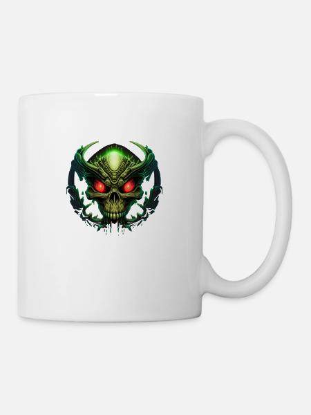 Schädel-Alien - Tasse - Weiß