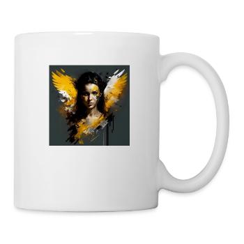 Gelbe Frau Engel - Tasse - Weiß - Rechts