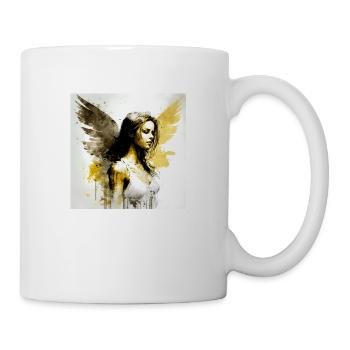 Femme ange jaune - Mug blanc - blanc - Droite