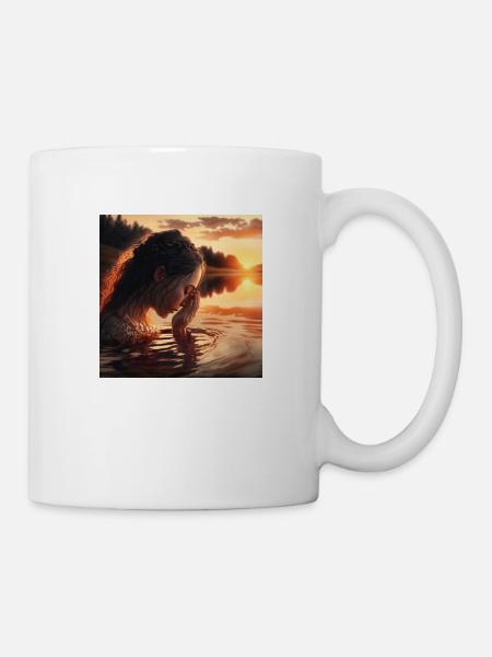 Photo d'une femme qui se baigne - Mug blanc - blanc