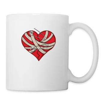 Bandage cardiaque cassé et épingles de sûreté - Mug blanc - blanc - Droite