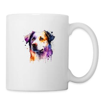 Australian Shepherd Hund Aquarell | Cooles Motiv - Tasse - Weiß - Rechts