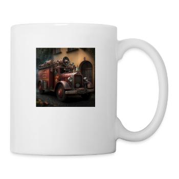 Nostalgisches Feuerwehrfahrzeug - Tasse - Weiß - Rechts