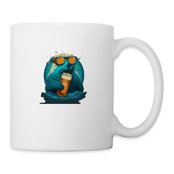 Sceau glacière avec bière et lunettes de soleil - Mug blanc - blanc - Droite