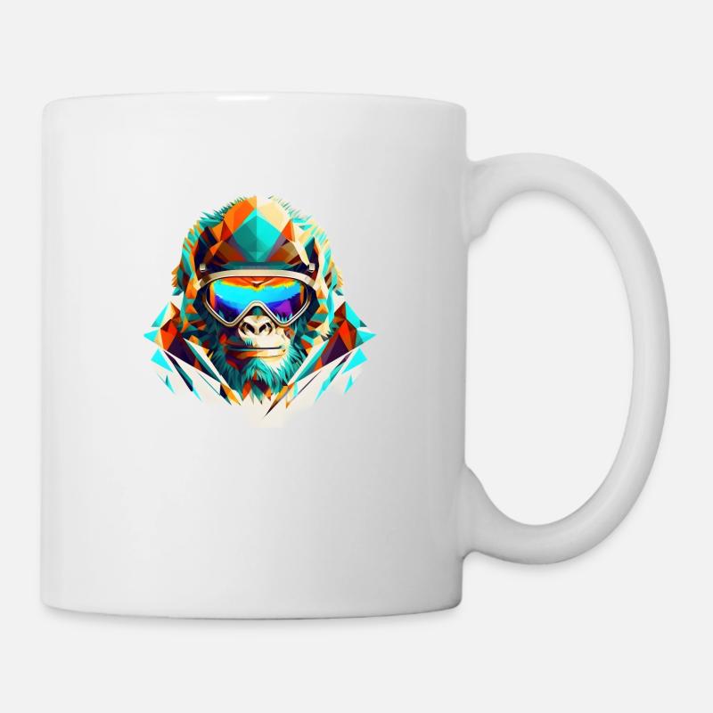 Skieur gorille cool - Mug blanc - blanc