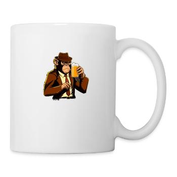 Gangster Schimpanse mit Bier - Tasse - Weiß - Rechts