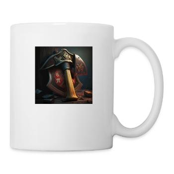 Feuerwehr Axt vor einem Abzeichen - Tasse - Weiß - Rechts