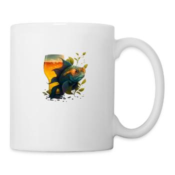 Fish with beer and sunglasses - Mug - white - Right
