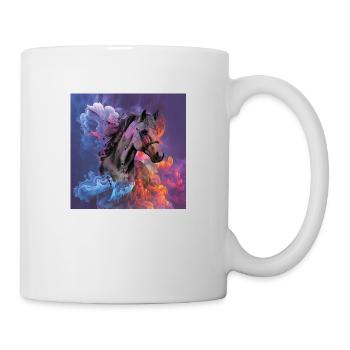 T-shirts hommes et femmes. Beau cheval noir - Mug blanc - blanc - Droite