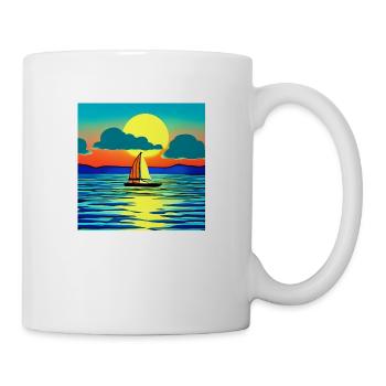 Sonnenuntergang mit Segelboot - Tasse - Weiß - Rechts