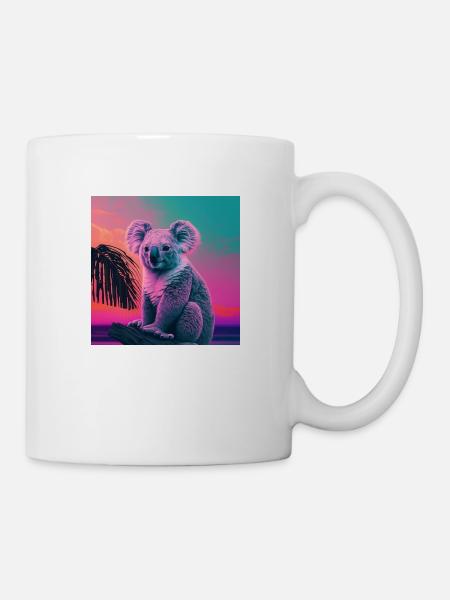KOALA VAPORWAVE, modern art, neon colors - Mug - white