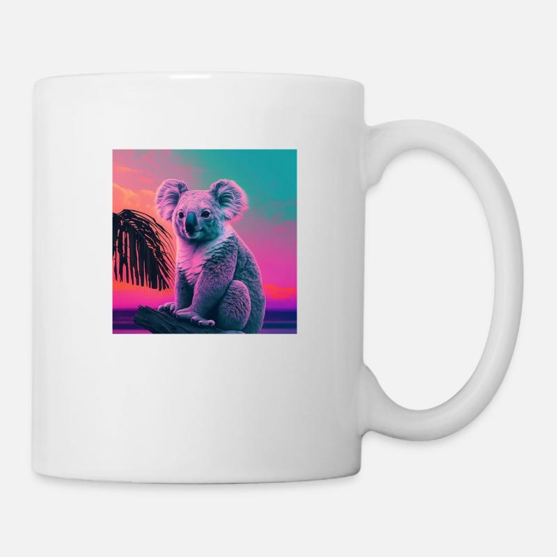 KOALA VAPORWAVE, moderne Kunst, Neon Farben - Tasse - Weiß