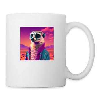 SURICATE VAPORWAVE, COULEURS NÉON D’ART MODERNE - Mug blanc - blanc - Droite