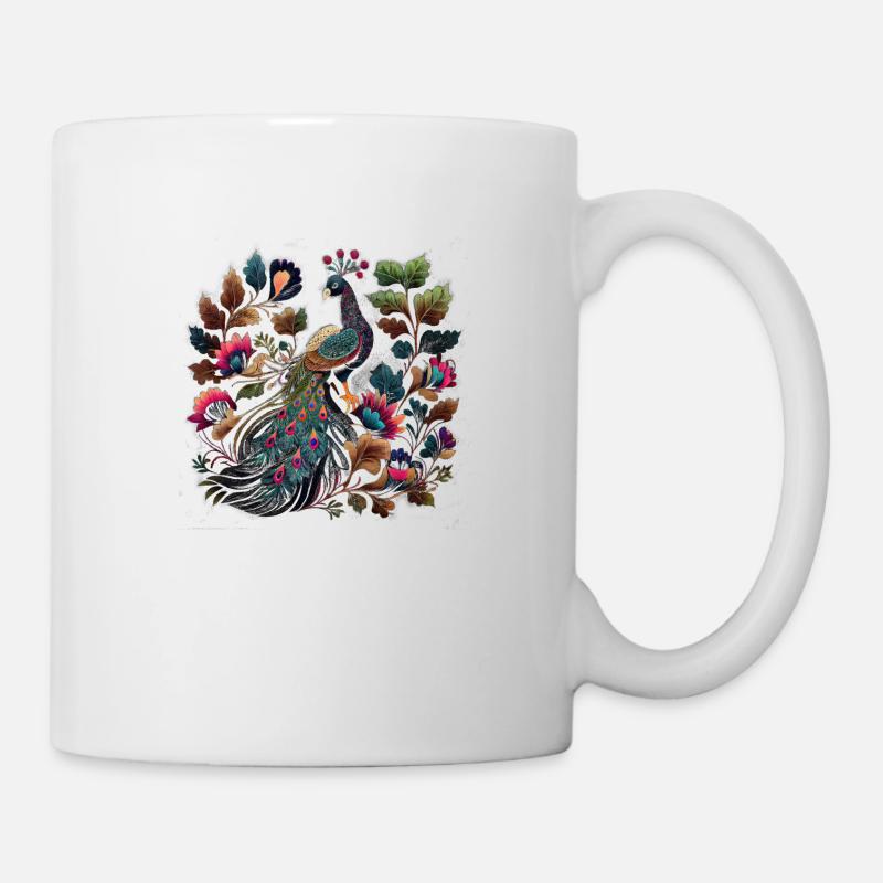 Pfau im Garten - Tasse - Weiß