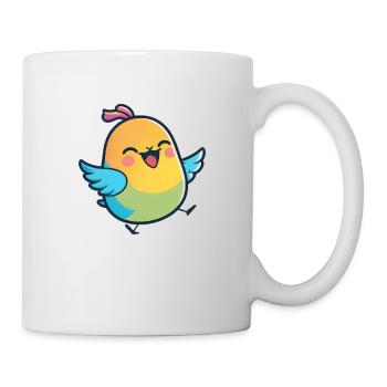 Kawaii Cute Happy Colorful Bird Dancing - Mug - white - Right