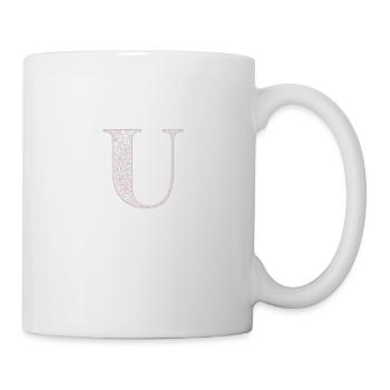 Mandala Monogram Initial in Dusky Pink - Letter U - Mug - white - Right