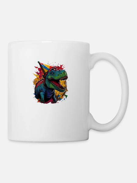 Cooles buntes Dinosaurier Motiv - T-Rex - Tasse - Weiß