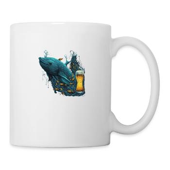 Poisson monstre des profondeurs avec de la bière - Mug blanc - blanc - Droite