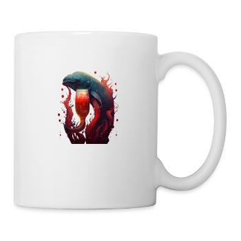Cooles Motiv mit einem Meereslebewesen und Bier - Tasse - Weiß - Rechts