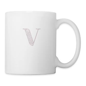 Mandala Monogram Initial in Dusky Pink - Letter V - Mug - white - Right