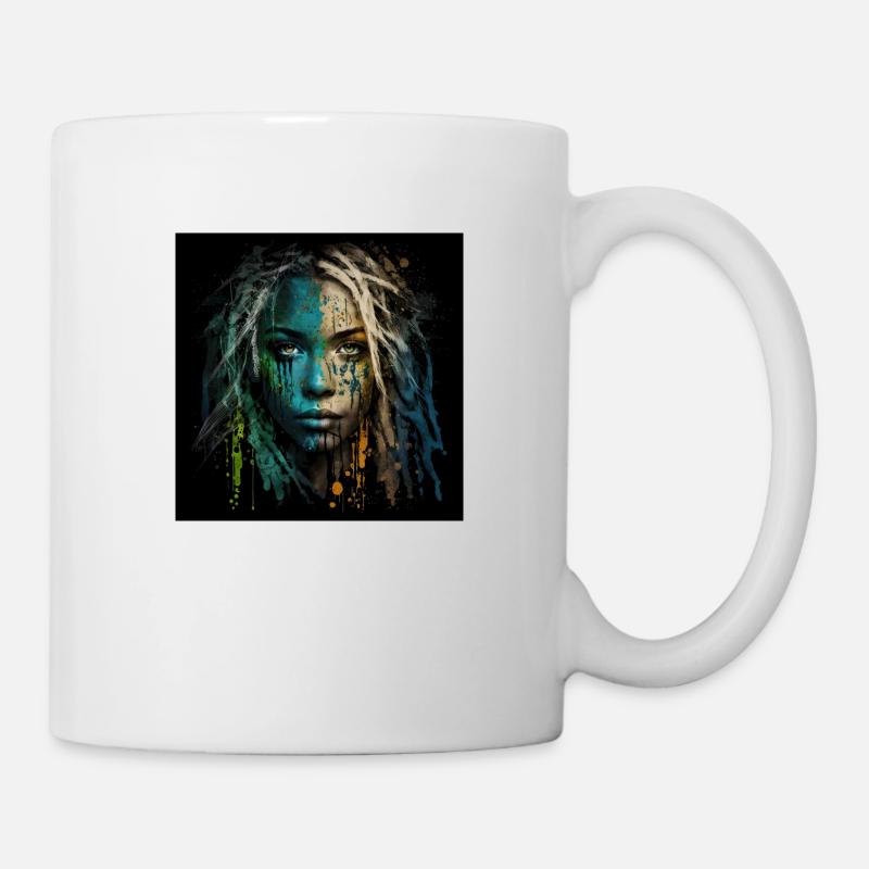Gesicht Frau Dreadlocks n°12 - Tasse - Weiß