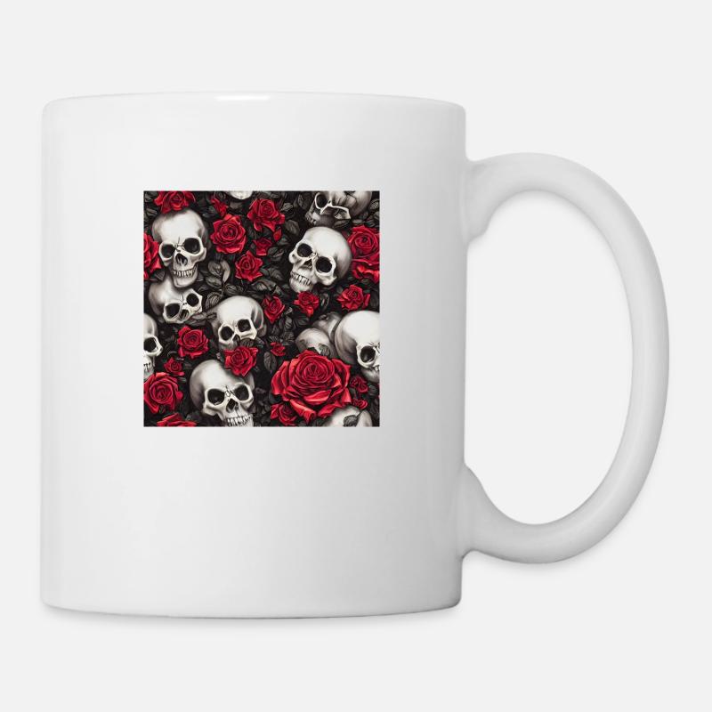 Totenköpfe und Rosen - Tasse - Weiß