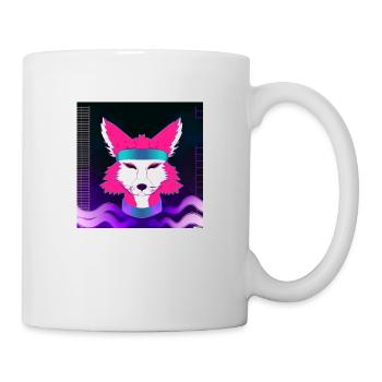 Kitsun Vaporwave Japanische Kami Vaporwave Kitsune - Tasse - Weiß - Rechts