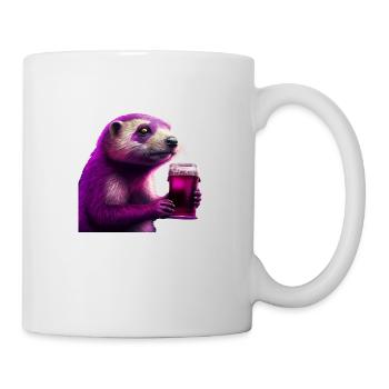 Magenta pink ferret with beer. Cool motif - Mug - white - Right