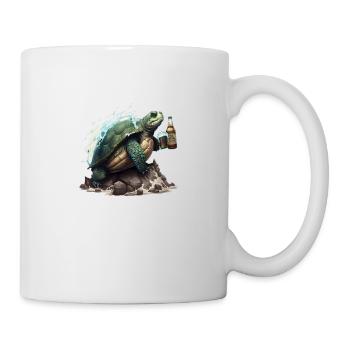 Meeres Schildköte surfe avec de la bière. Motif cool - Mug blanc - blanc - Droite